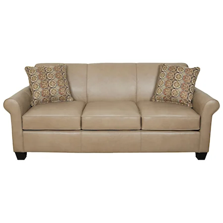 Casual Rolled Arm Sofa With Accent Pillows